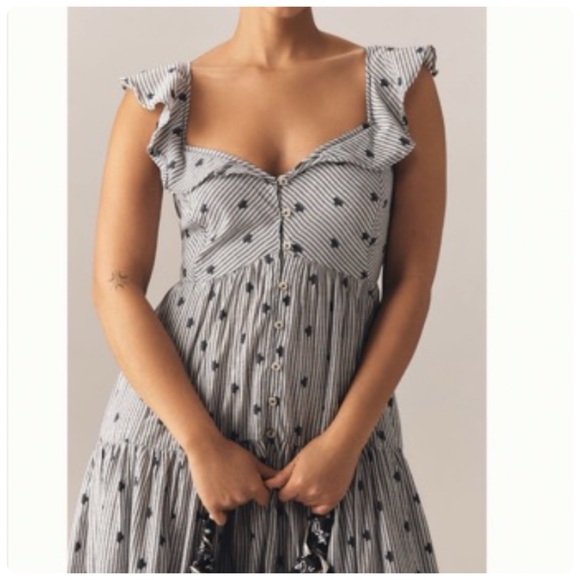 NWT Anthropologie Pilcro Flutter-Sleeve Tiered Midi Dress, S - Picture 5 of 16